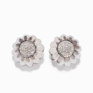 A 18K white gold and diamond earclips