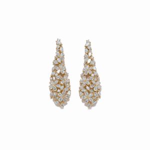A 18K yellow gold and diamond pendant earrings