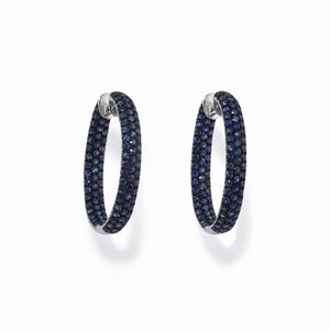 A 18K white gold, 18K burnished gold and sapphire earrings