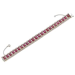 BRACCIALE IN PLATINO E ORO CON DIAMANTI E RUBINI