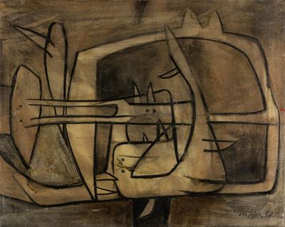 Totem, olio su tela, 1957, cm 65 x 81,5