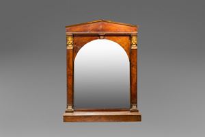 Empire mirror, with pilaster strips on the uprights decorated with sphinxes, 19th century