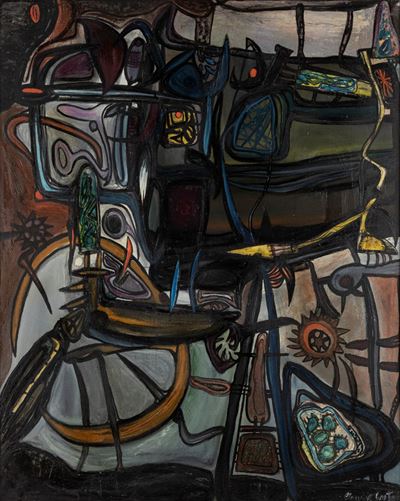Plancta Town - olio su tela, 1963, cm 100 x 80