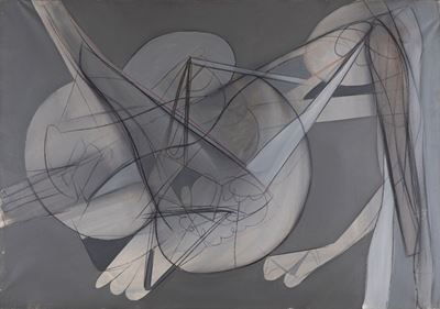 Personaggio indovinato, tecnica mista su tela, 1962