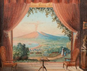 Veduta del Vesuvio dalla terrazza di un palazzo