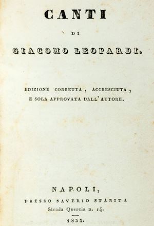 Leopardi, Giacomo - Opere. Canti di Giacomo Leopardi