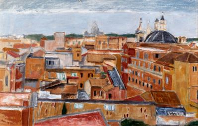 Veduta del Pincio con cupola di San Pietro, olio su tela