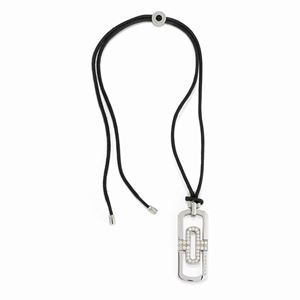 A steel and diamonds pendant, signed Bulgari, collection "Parentesi"