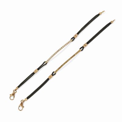 Giovepluvio, Due bracciali in oro rosso 18K con diamanti