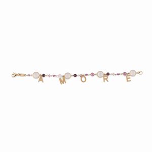 A 18K red gold and colered gemstone bracelet with charms, Le-Gi