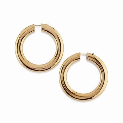 Orecchini in oro giallo 18K, a cerchio con chiusura a perno