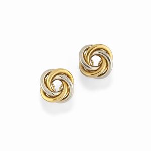 A 18K two-color gold earclips