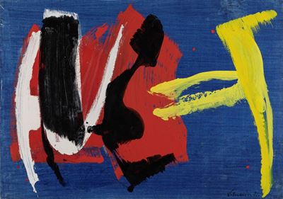 Senza titolo, tempera su carta applicata su cartoncino