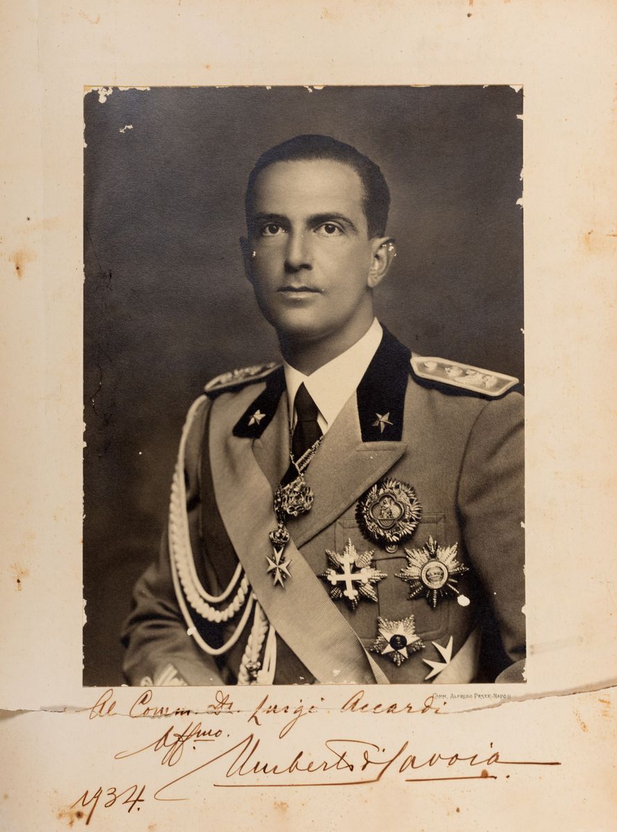 Autographe Umberto II Di Savoia 1921 Sur Menu Académie Modena - Pièce Collector