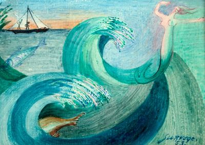 Marine e Paysage Cosmique (1953), caseina su tavola