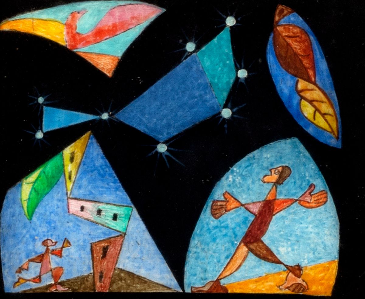 Léopold Survage - Marine e Paysage Cosmique (1953), caseina su tavola