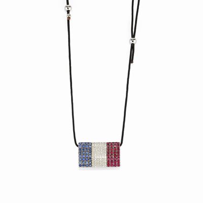 Collana con zaffiri, rubini e diamanti in oro bianco 18K