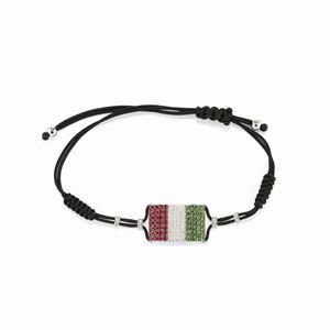 A 18K white gold, diamond, ruby and tsavorite bracelet
