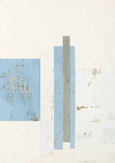 Collage, tempera e collage su cartoncino