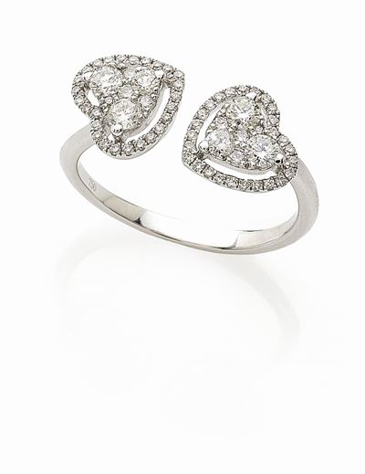 Anello in oro bianco 18K con diamanti taglio brillante