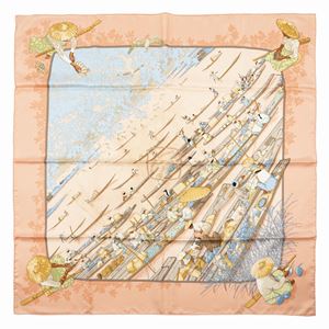 Hermès - Foulard Marché Flottant du lac Inlé
