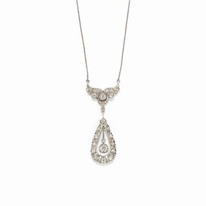 A platinum, 18K white gold and diamond necklace, circa 1920-30