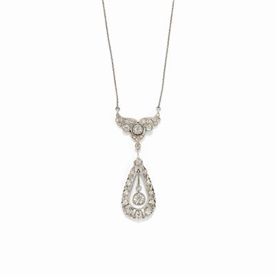 Collana con diamanti, Platino e oro bianco 18K, 1920-1930 circa