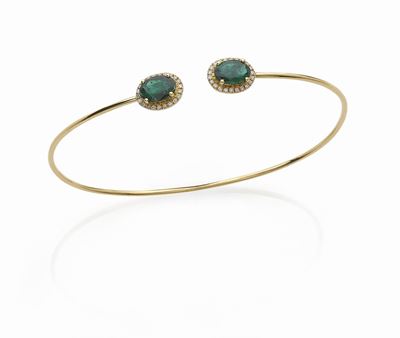 Bracciale in oro giallo 18K con smeraldi e diamanti