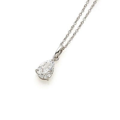 Collana in oro bianco 18K con pendente in diamante taglio goccia