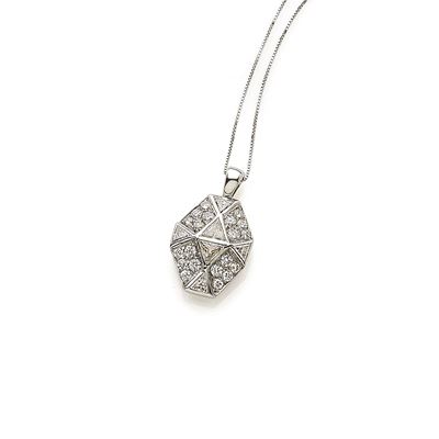 Collana con pendente ottagonale in oro bianco 18K e diamanti