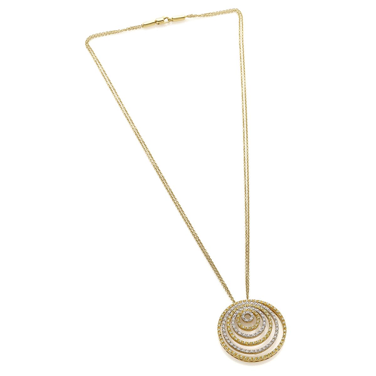 Collana in oro bianco e giallo 18K con zirconi
