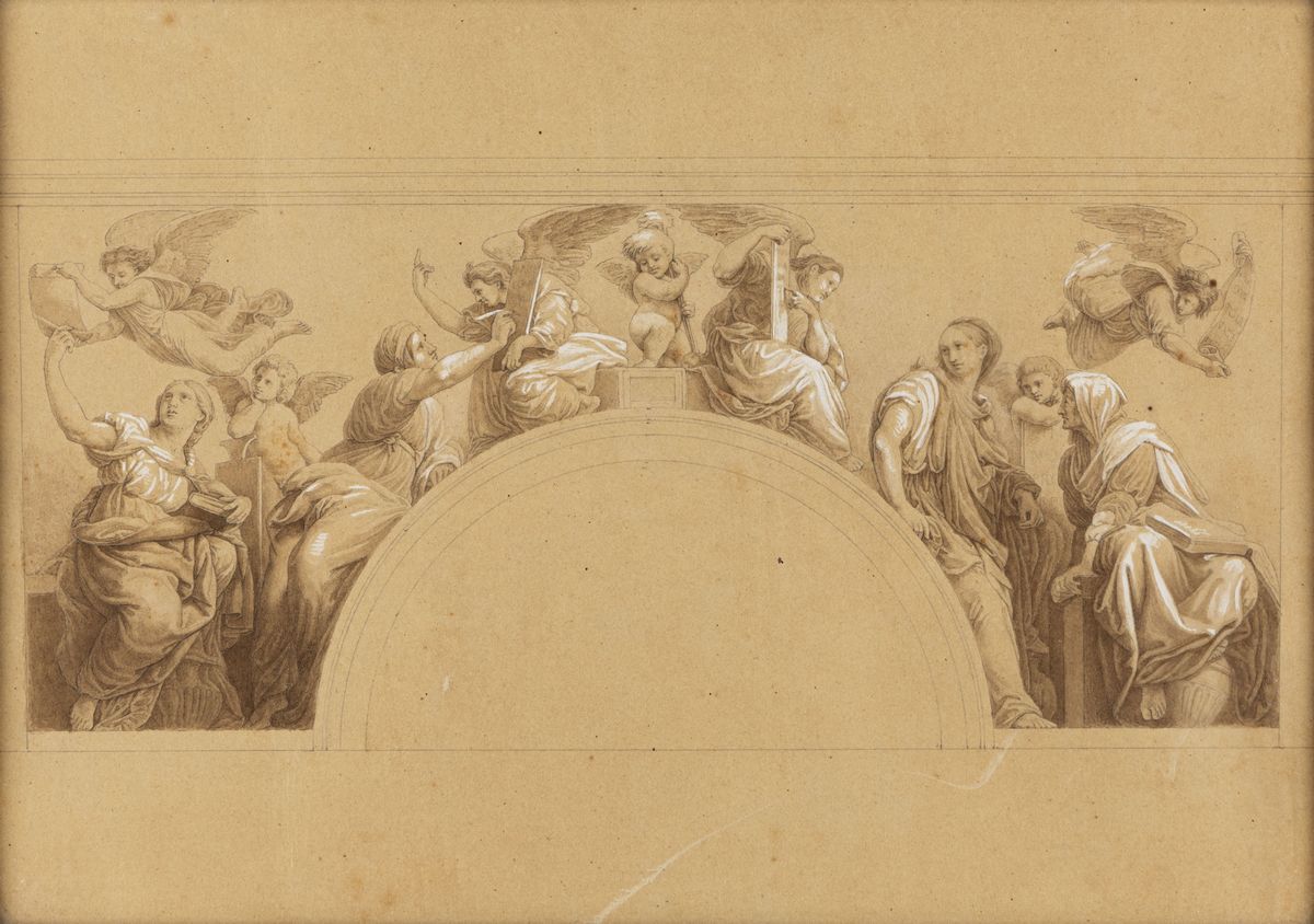 Scuola Italiana del XIX Secolo - G. Cavazzi, Pio IX dispensa ai poveri l'obolo offertogli dalla C...