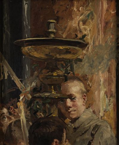 Siena - In sacrestia, olio su tela