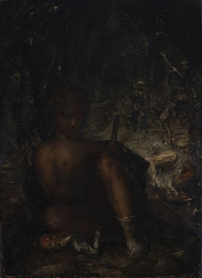 Scena pastorale, olio su tela
