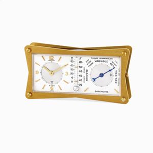 Jaeger-LeCoultre alarm, thermometer & barometer desk clock, ‘60s