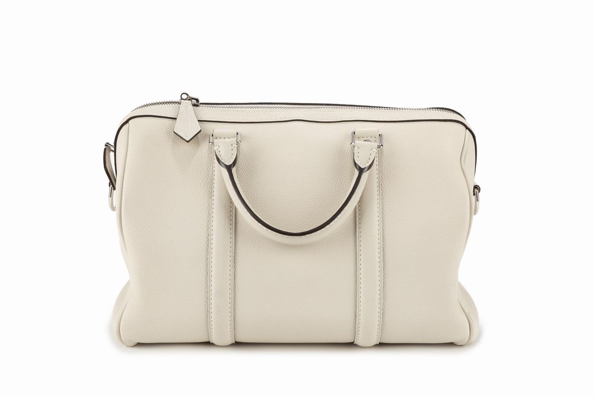 Louis Vuitton - Sofia Coppola, Bauletto in pelle bianco ghiaccio con tracolla staccabile