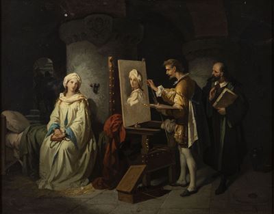 Beatrice Cenci in carcere, olio su tela riportata su legno
