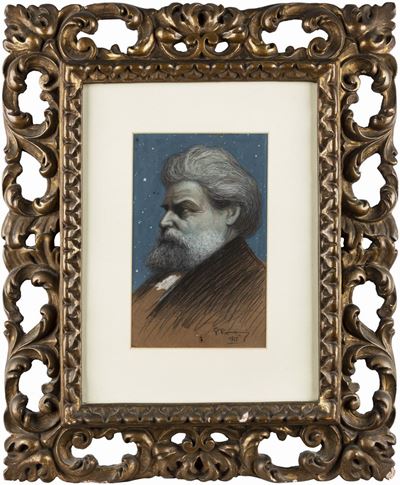 Ritratto di Giosuè Carducci, tecnica mista su cartone