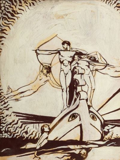 Sirene – tavola per il volume 'Sibilla', biacca e inchiostro su cartoncino