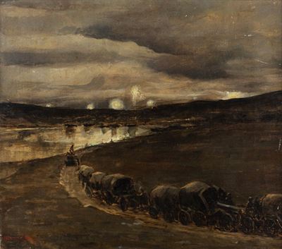 Episodio della Prima Guerra Mondiale, olio su tela