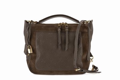 Borsa in pelle monogram Empreinte e camoscio color tabacco
