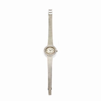 Orologio in oro bianco 14k con diamanti e movimento a carica manuale