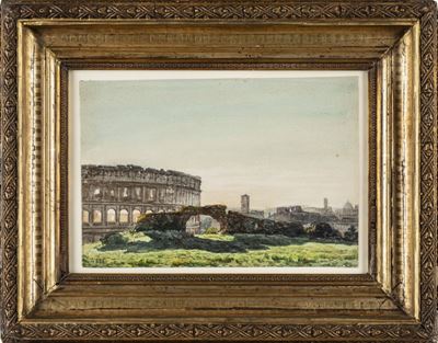 Schizzo del Colosseo visto dalla parte Nord, acquerello su cartoncino