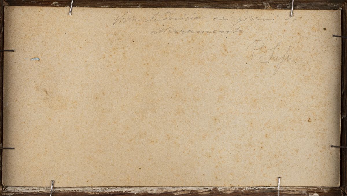 Pietro Sassi - Villa Ludovisi nei giorni di atterramento, olio su cartoncino