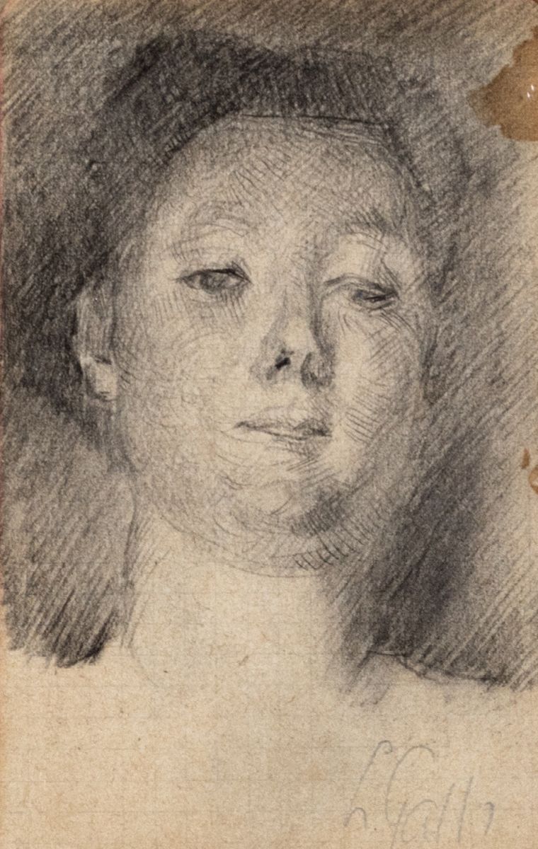 Luigi Galli - Lotto di due disegni: 'Alessandro e Diogene' e 'Ritratto di giovane donna', matita ...