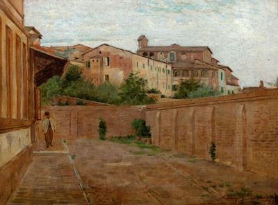 Veduta di San Giminiano, olio su tela