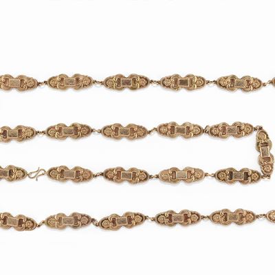 Collana in oro 9K con chiacchiere, cm 127