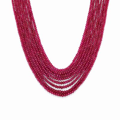 Collana in rubini, oro giallo 18K, 652 ct