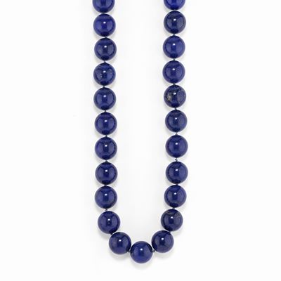 Collana in oro giallo 18K con boules di lapislazzuli di 16 mm
