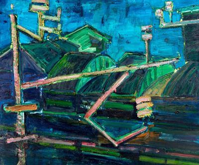 Notturno - olio su tela, 1990, cm 90 x 120